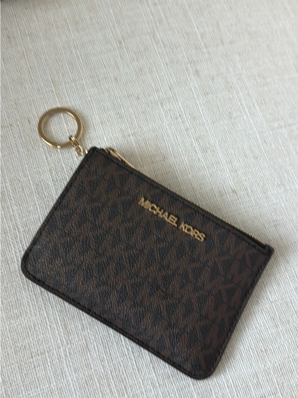 Michael Kors Brown Monogram Double Pouch Crossbody Set